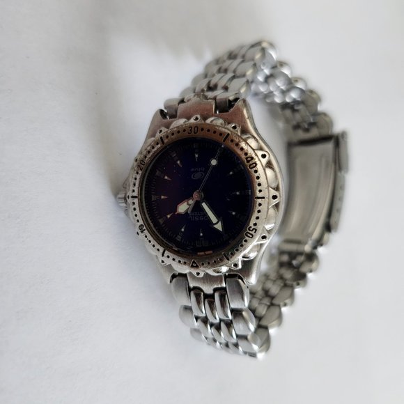 Fossil AM-3099 Steel Diver Blue Dial Wr50m Rotating Bezel Women's Watch - Picture 8 of 9